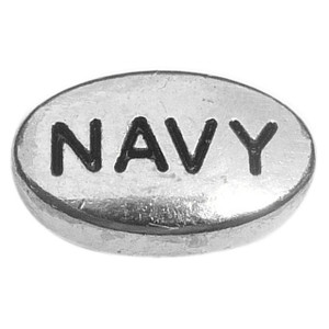 Navy Silvertone Oval Floating Locket Charm Navy Silvertone Oval Floating Locket Charm