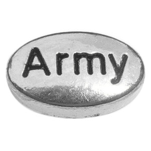 Army Silvertone Oval Floating Locket Charm Army Silvertone Oval Floating Locket Charm