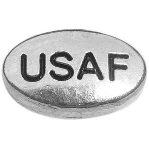 USAF Silvertone Oval Floating Locket Charm