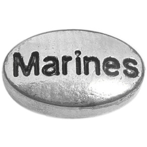 Marines Silvertone Oval Floating Locket Charm Marines Silvertone Oval Floating Locket Charm