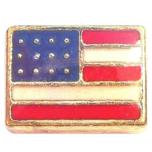 USA Flag Goldtone Floating Locket Charm USA Flag Goldtone Floating Locket Charm