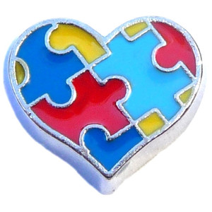 Autistic Heart Floating Locket Charm