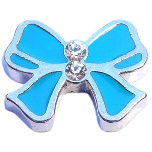 Big Blue Ribbon Floating Locket Charm