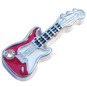 Big Electric Guitar Floating Locket Charm Big Electric Guitar Floating Locket Charm