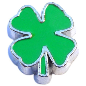 Green Clover Floating Locket Charm Green Clover Floating Locket Charm