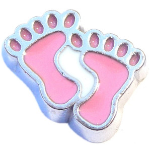 Pink Feet Floating Locket Charm Pink Feet Floating Locket Charm