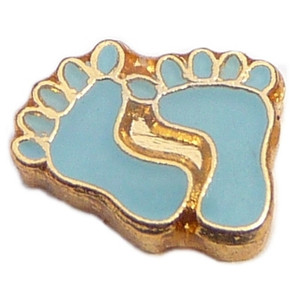 Blue Baby Feet Floating Locket Charm Blue Baby Feet Floating Locket Charm