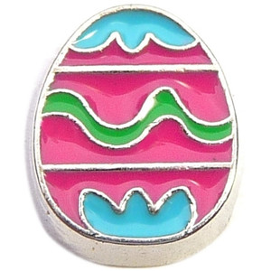 Pink Easter Egg Floating Locket Charm Pink Easter Egg Floating Locket Charm