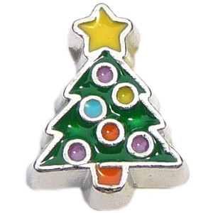 Decorated Christmas Tree Floating Locket Charm Decorated Christmas Tree Floating Locket Charm