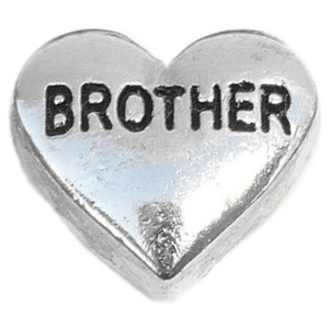 Brother Silvertone Heart Floating Locket Charm Brother Silvertone Heart Floating Locket Charm