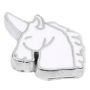 White Unicorn Floating Locket Charm