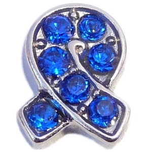 Ribbon Blue Accents Floating Locket Charm Ribbon Blue Accents Floating Locket Charm