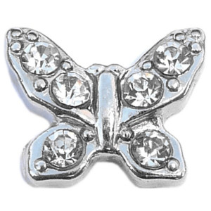 Butterfly Clear Accents Floating Locket Charm Butterfly Clear Accents Floating Locket Charm