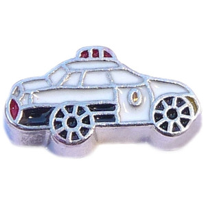 BW Cop Car Floating Locket Charm BW Cop Car Floating Locket Charm