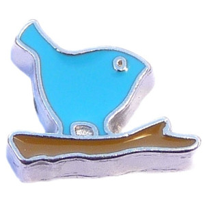 Little Blue Bird Floating Locket Charm Little Blue Bird Floating Locket Charm
