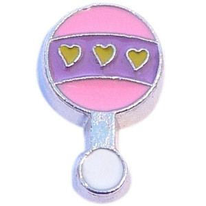 Pink And Purple Rattle Floating Locket Charm Pink And Purple Rattle Floating Locket Charm