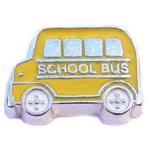 School Bus Floating Locket Charm
