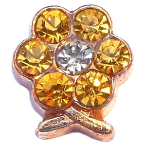 November Flower Goldtone Floating Locket Charm November Flower Goldtone Floating Locket Charm