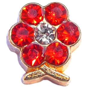 July Flower Goldtone Floating Locket Charm July Flower Goldtone Floating Locket Charm