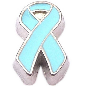 Light Blue Ribbon Floating Locket Charm Light Blue Ribbon Floating Locket Charm