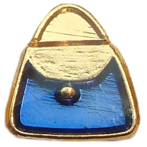 Blue Purse Goldtone Floating Locket Charm Blue Purse Goldtone Floating Locket Charm