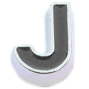 Black Letter J Floating Locket Charm Black Letter J Floating Locket Charm