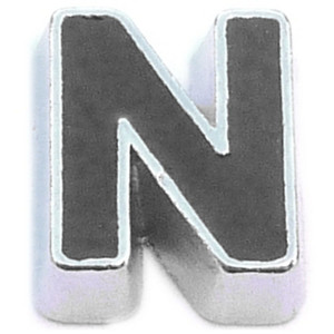 Black Letter N Floating Locket Charm