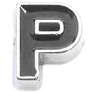 Black Letter P Floating Locket Charm