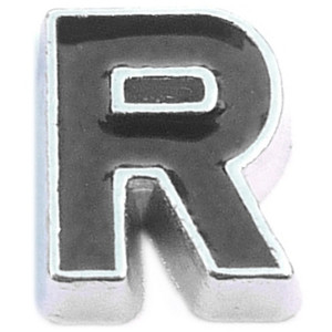 Black Letter R Floating Locket Charm