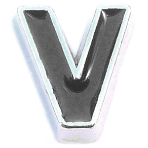 Black Letter V Floating Locket Charm