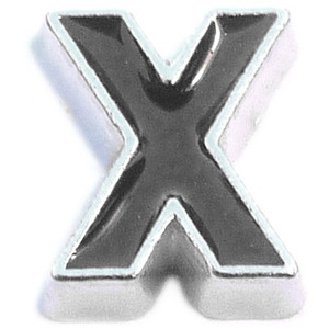 Black Letter X Floating Locket Charm