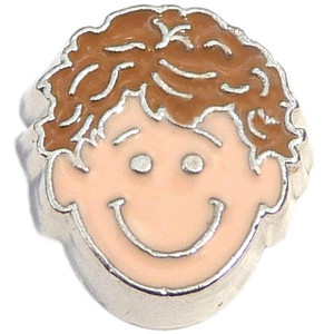 Light Brown Curly Hair Boy Floating Locket Charm Light Brown Curly Hair Boy Floating Locket Charm