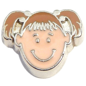 Light Brown Pigtail Girl Floating Locket Charm Light Brown Pigtail Girl Floating Locket Charm