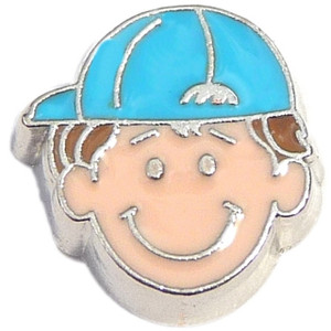 Light Brown Ballcap Boy Floating Locket Charm Light Brown Ballcap Boy Floating Locket Charm