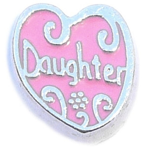 Daughter Pink Heart Floating Locket Charm