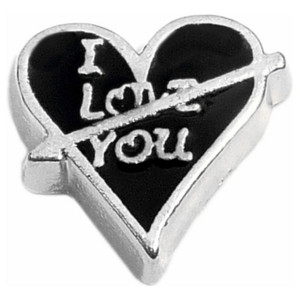 Black Arrow Heart Floating Locket Charm Black Arrow Heart Floating Locket Charm