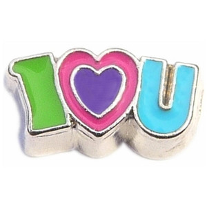 I Love U Colorful Floating Locket Charm I Love U Colorful Floating Locket Charm
