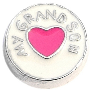 My Grandson Pink Heart Floating Locket Charm My Grandson Pink Heart Floating Locket Charm