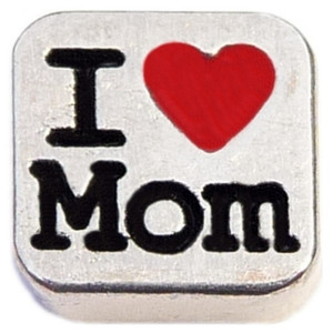 I Love Mom Square Floating Locket Charm