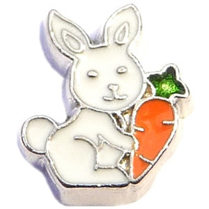 Bunny And Carrot Floating Locket Charm Bunny And Carrot Floating Locket Charm
