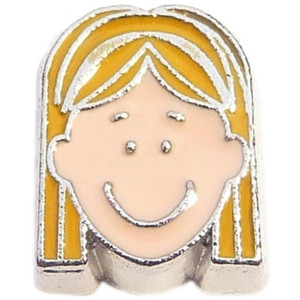 Blonde Long Hair Girl Floating Locket Charm Blonde Long Hair Girl Floating Locket Charm
