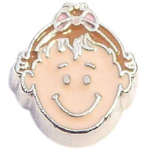 Light Brown Bow Baby Girl Floating Locket Charm