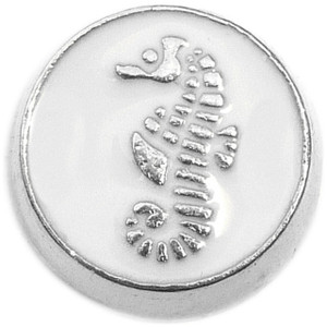 Seahorse On White Floating Locket Charm Seahorse On White Floating Locket Charm
