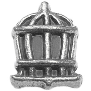 Silvertone Bird Cage Floating Locket Charm Silvertone Bird Cage Floating Locket Charm