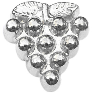 Silvertone Grapes Floating Locket Charm Silvertone Grapes Floating Locket Charm
