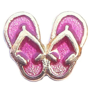 Flip Flop Sandals Goldtone Floating Locket Charm Flip Flop Sandals Goldtone Floating Locket Charm