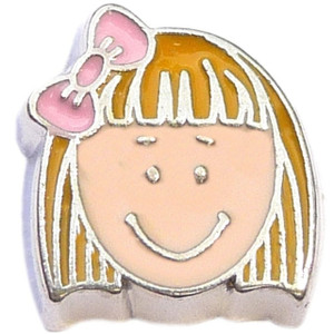 Blonde Short Hair Girl Floating Locket Charm Blonde Short Hair Girl Floating Locket Charm