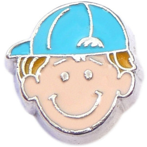 Blonde Ballcap Boy Floating Locket Charm Blonde Ballcap Boy Floating Locket Charm