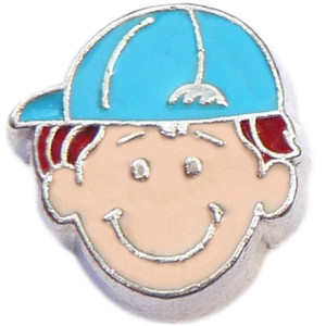 Redhead Ballcap Boy Floating Locket Charm Redhead Ballcap Boy Floating Locket Charm