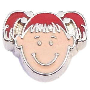 Redhead Pigtail Girl Floating Locket Charm Redhead Pigtail Girl Floating Locket Charm
